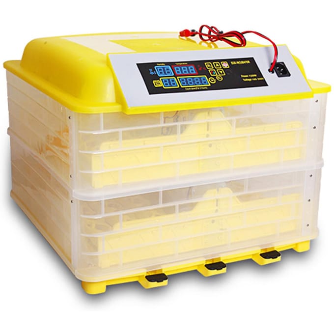 12V + 220V Digitale Eierbroedmachine 112 Eieren Pluimvee Uitkomstmachine met Ventilator Eierkeerder LCD-Scherm EU Plug beige