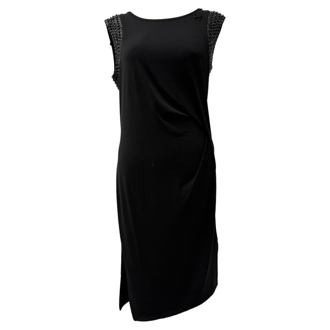 Michael Kors Pailletten- versierde Mouwloze Midi-jurk in Zwarte Polyester