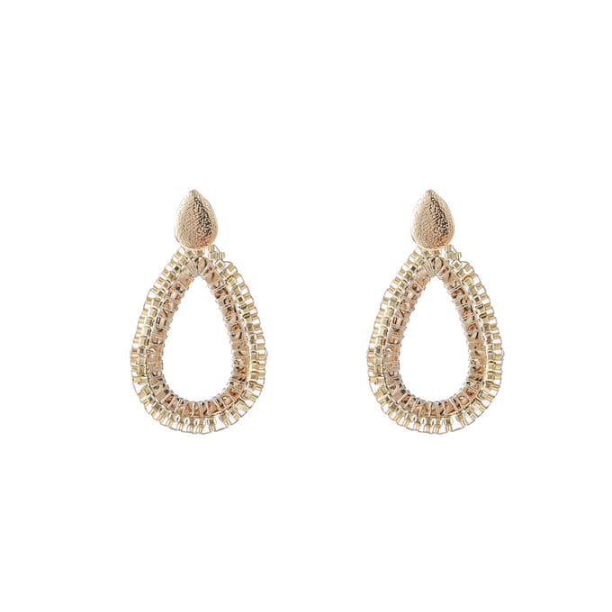 Go Dutch Label Oorknoppen Square Beads Drop Goud Champagne