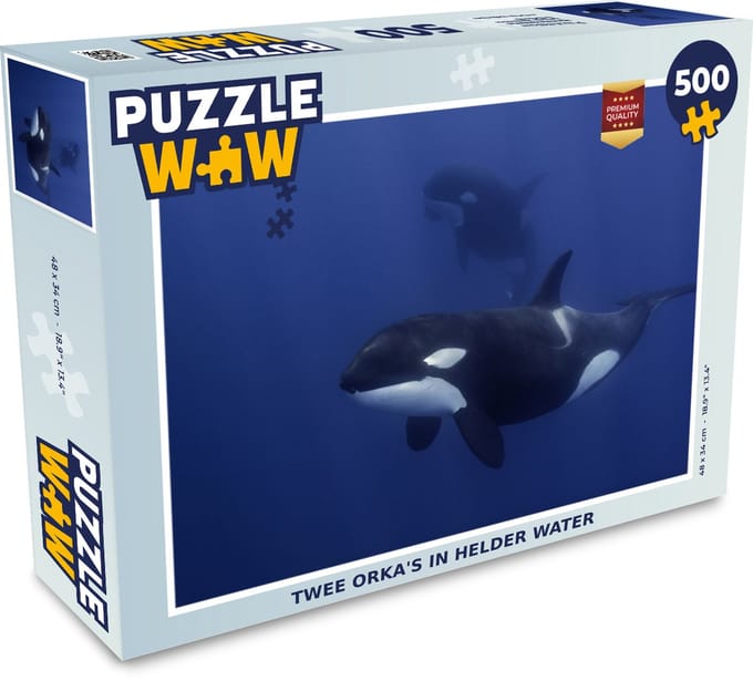 Puzzel Twee orka's in helder water - Legpuzzel - Puzzel 500 stukjes