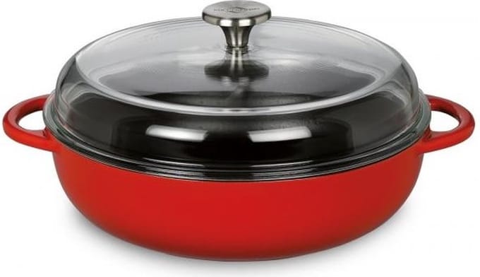 Küchenprofi - Braadpan - met glazen deksel - rood - gietijzer