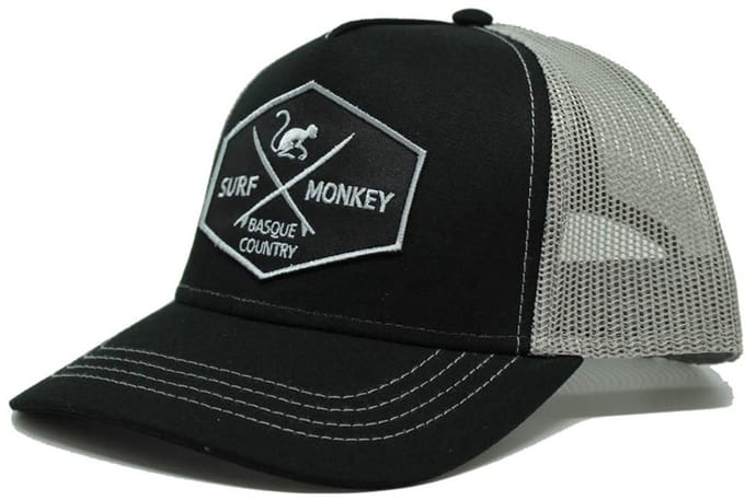 Surf Monkey - Trucker Cap - 5 Panel - One Size - Snapback - Zwartgrijs