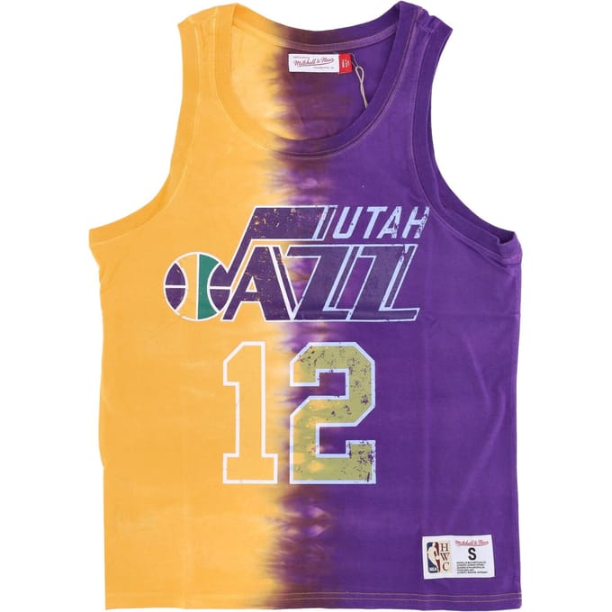 NBA Verticale Tie Dye-tanktop Hardwood Classics nr. 12 John Stockton Utajaz voor heren