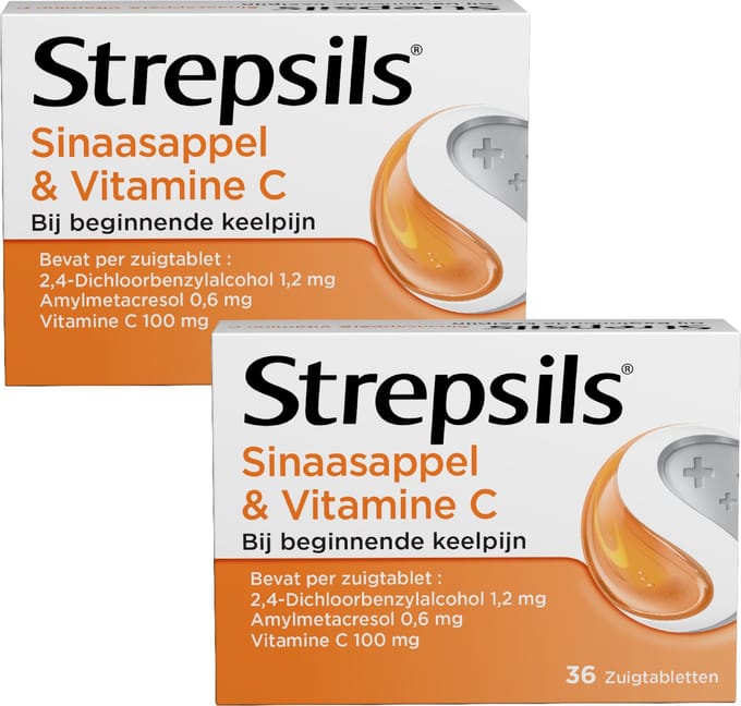 Strepsils Sinaasappel & Vitamine C - 2 x 36 zuigtabletten