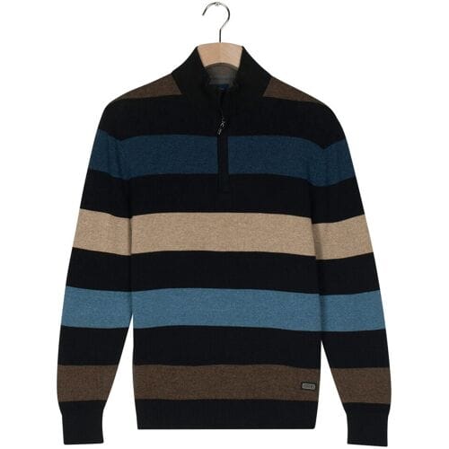 Baileys Trui Half Zip Allover Two Tone Multi Stripe Midden Blauw-Multi / male