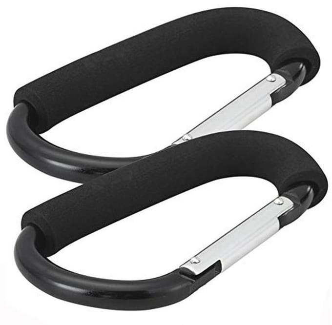 Zwarte 6.3" Buggy Clips voor Pram & Pushchair - 16cm (2 Stuks)