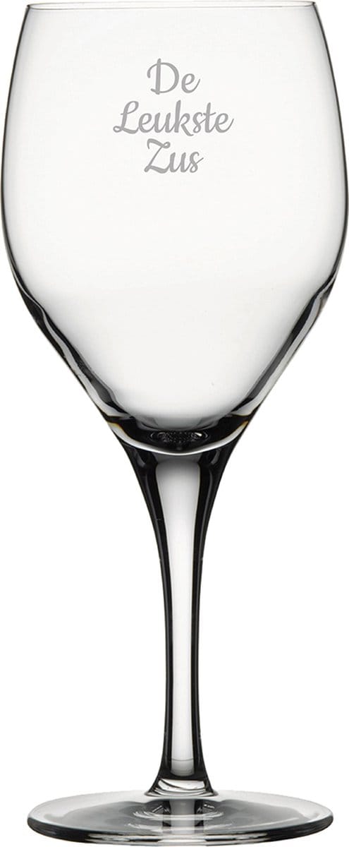 Gegraveerde Rode wijnglas 42,5cl De Leukste Zus