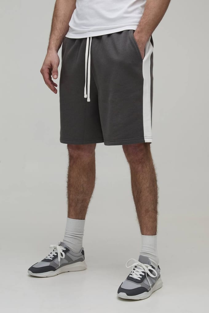 Relaxed Fit Panelled Jersey Short | Charcoal | Size XL