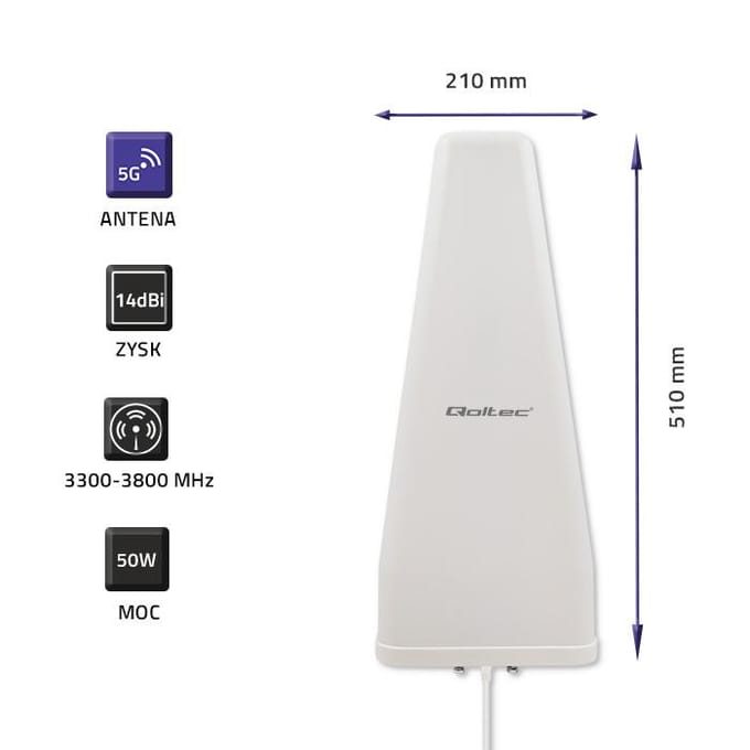 Qoltec 5G LTE Serie - Buitenantenne - 14 dBi - Dual