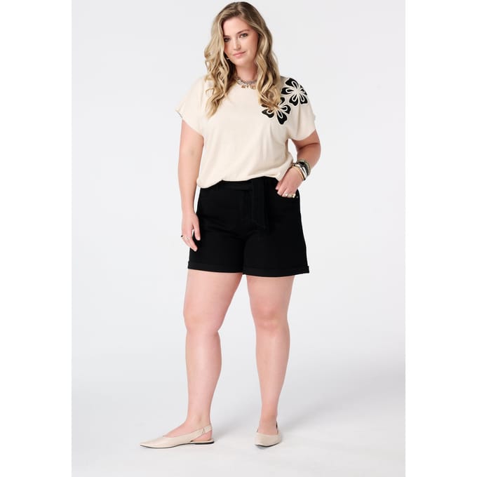 MS Mode Shorts Denim short met tailleband