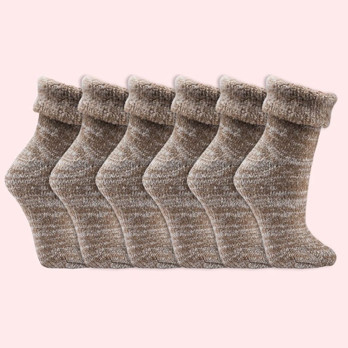 Wollen sokken | Thermo sokken | Kleur: Beige | Diverse maten | 6 paar