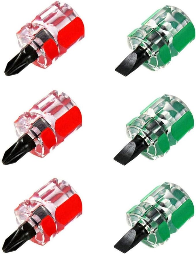 6-delige mini korte schroevendraaiers, stomme Phillips sleuven ster hoofd Micro schroevendraaier voor Split auto Fender reparatie