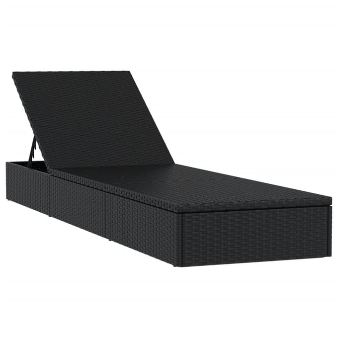 vidaXL Ligbed met kussen 1 st 201x55x62 cm poly rattan zwart