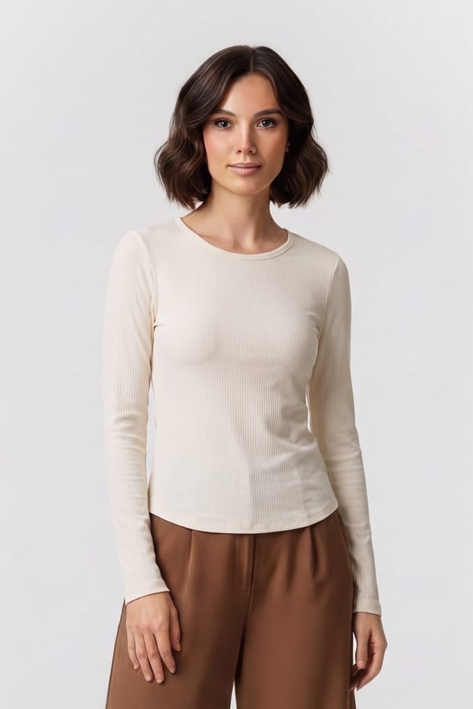 ARKET Sierra Rib Ls Top White Taglia: XS | Maglie a manica lunga Outlet | Donna | Bianco
