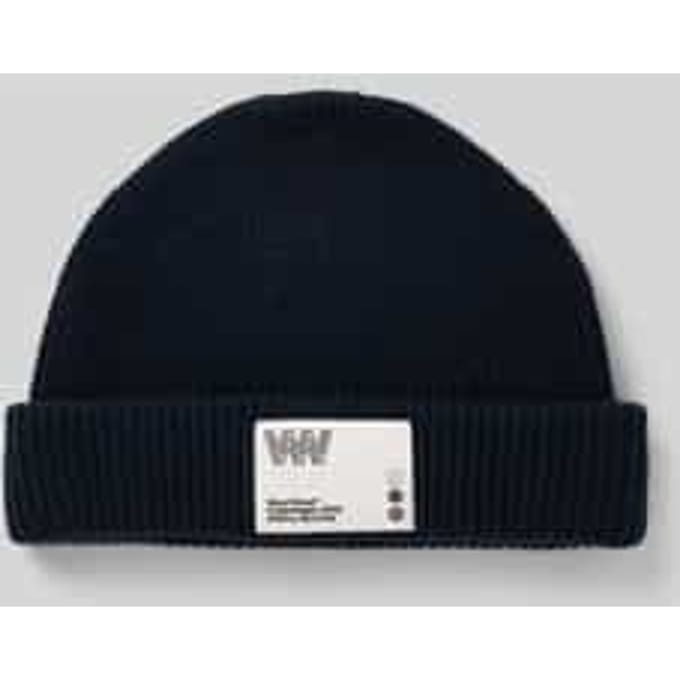 Regular fit muts van wolmix met logopatch, model 'Milo'