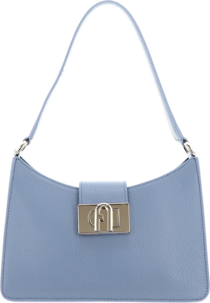FURLA Leren Schoudertas 1927 Soft Shoulder Bag Celestial Blauwgrijs