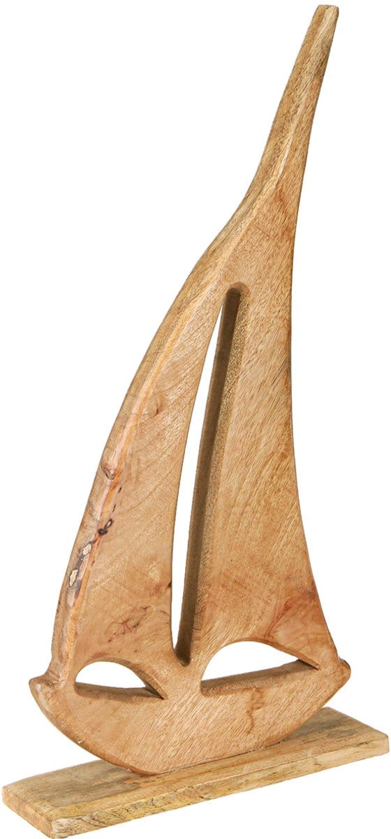 Decoratie Zeilboot Hout op Voet Natuurlijk Maritiem H57,5cm