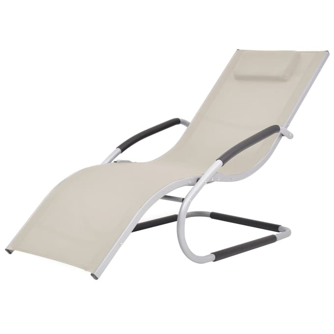vidaXL - Ligbed - met - kussen - aluminium - en - textileen - crème