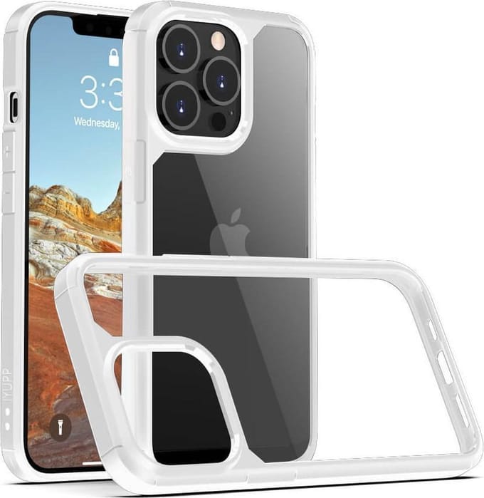 IYUPP Hoesje Geschikt voor iPhone 13 Pro Hoesje - Shockproof Back Cover - Wit Transparant