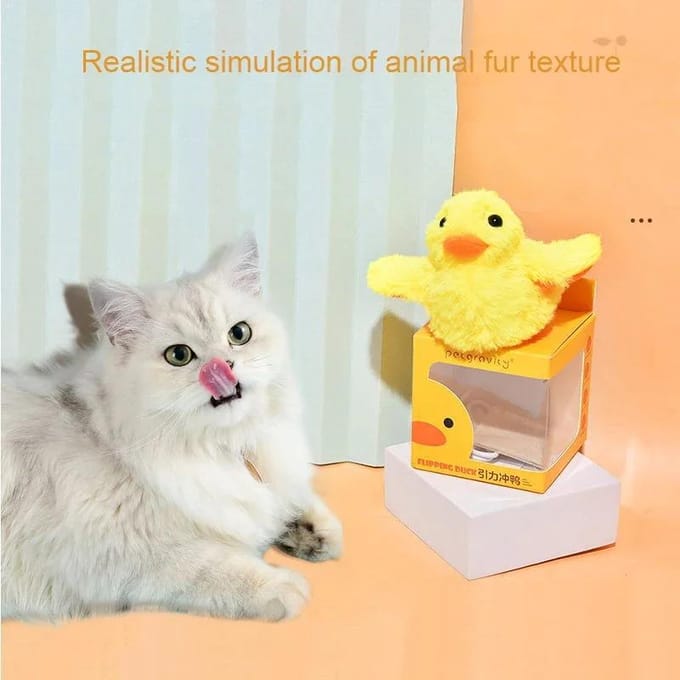 Canard flottant pour chat, jouet électrique interactif en peluche lavable avec capteur de vibrations à l'herbe à chat yellow