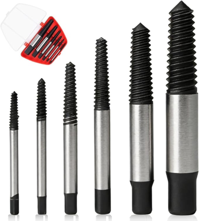 Set van 6 Schroef Extractors voor Beschadigde Schroeven en Bouten van 3-22 mm met Opbergdoos
