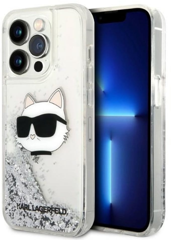 Karl Lagerfeld KLHCP14XLNHCS iPhone 14 Pro Max 6.7" silver/silver hardcase Glitter Choupette Head