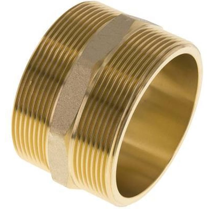 Dubbele Nippel G2 1/2" Messing Vlakke Afdichting 16bar 76mm Hex