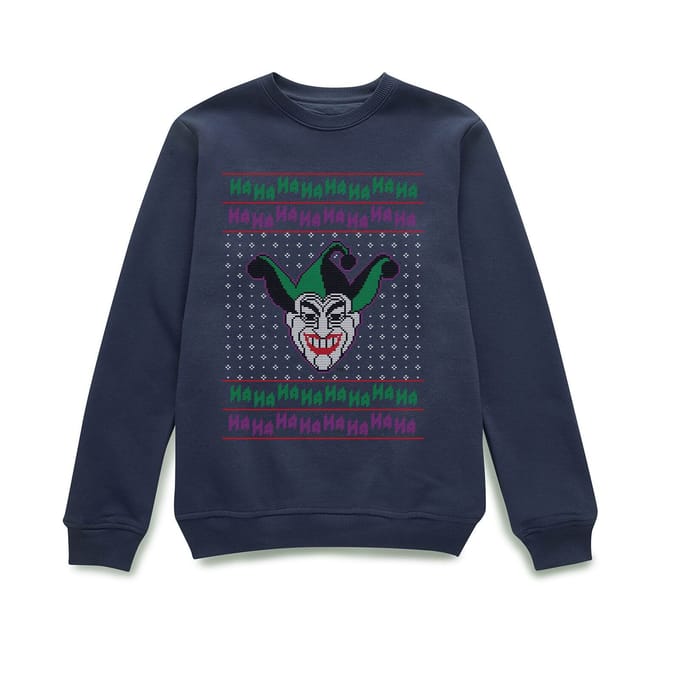 DC Joker Knit Christmas Jumper - Navy - L