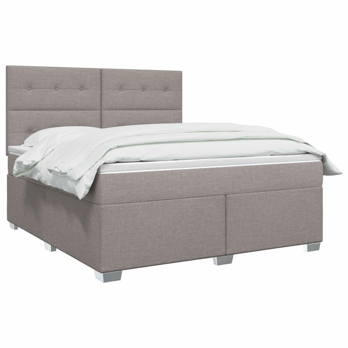 vidaXL - Boxspringbed - met - matras - Taupe - 160 - x - 200 - cm - Stof