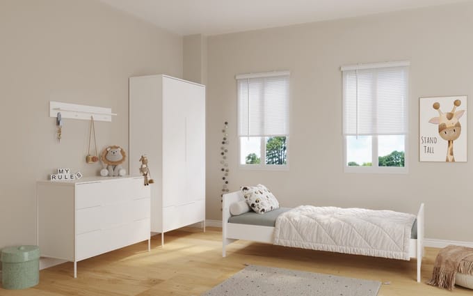 Born Lucky Tienerbed Napels Wit & Santiago Commode & Kledingkast