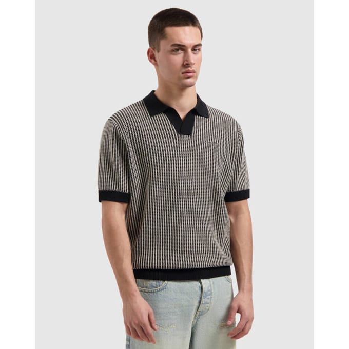 Pure Path Knitted Polo Ladder Stitch Black (26010807 - 02)