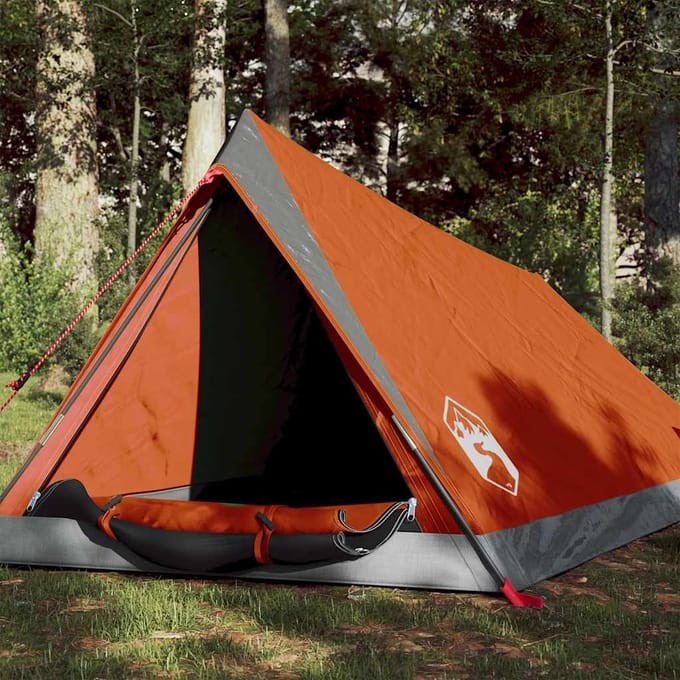 Vidaxl Tente de Camping, 2 Personnes, Gris-Orange, Imperméable