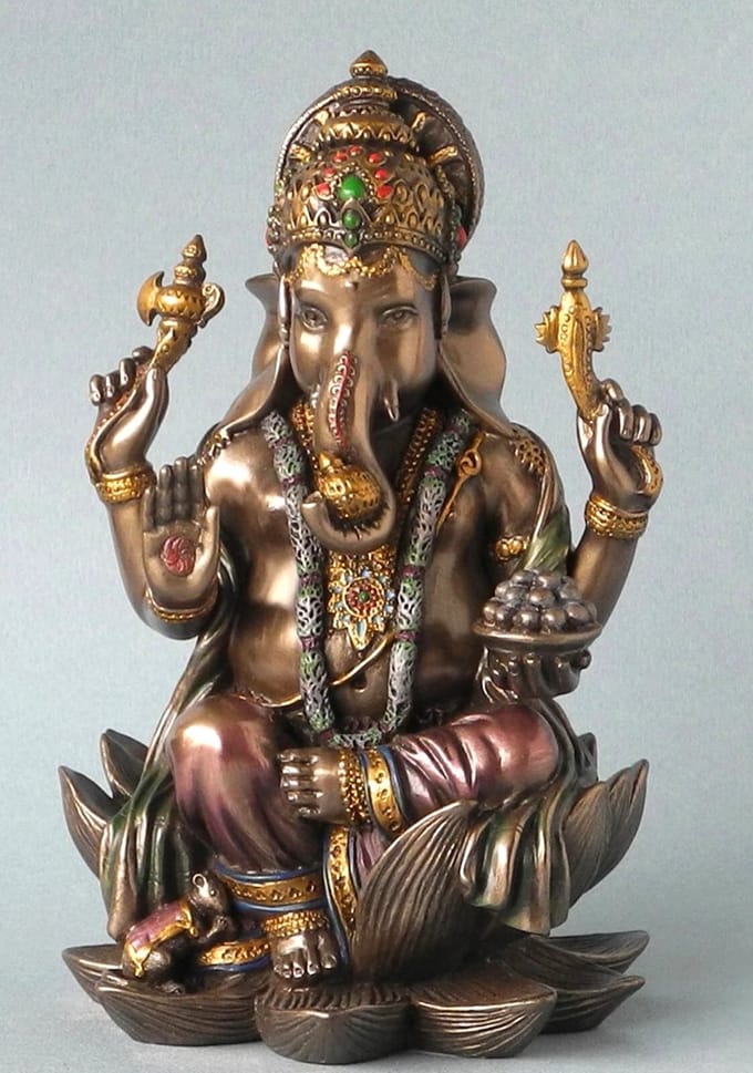 Veronese Design - Beeld - Ganesha Hindoeïstische God Zittend - 19cm