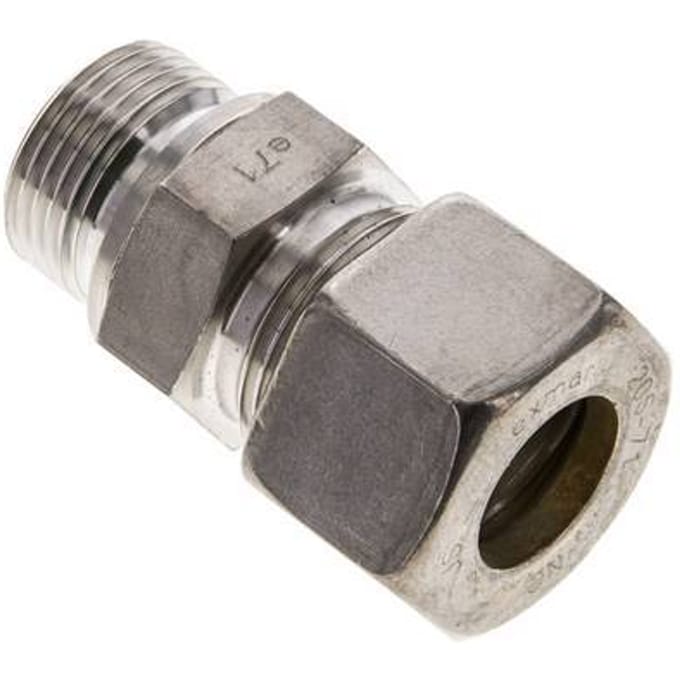 20S & M27x2 RVS Rechte Knelfitting Buitendraad 250bar FKM ISO 8434-1
