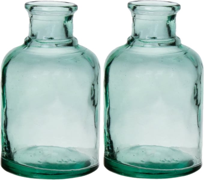 Bellatio Design Bloemenvaas - 2x - helder transparant glas - D12 x H20 cm - vaas