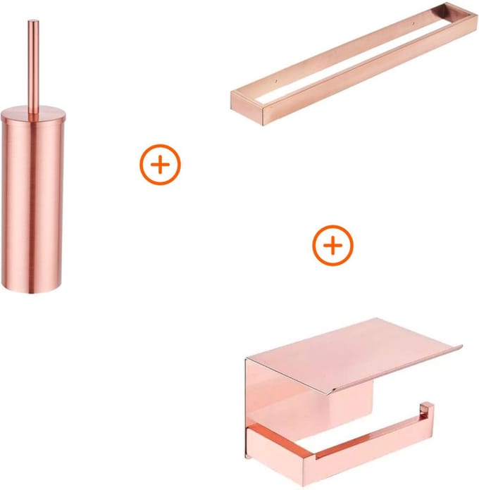 Toilet accessoires set Mat rose goud exclusief met beugel