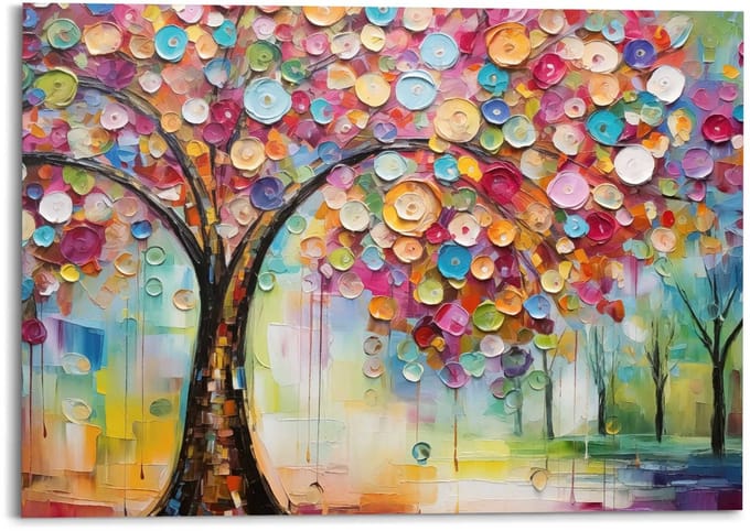 Schilderij Kleurrijke Boom - 100 x 140 - Hout - REINDERS