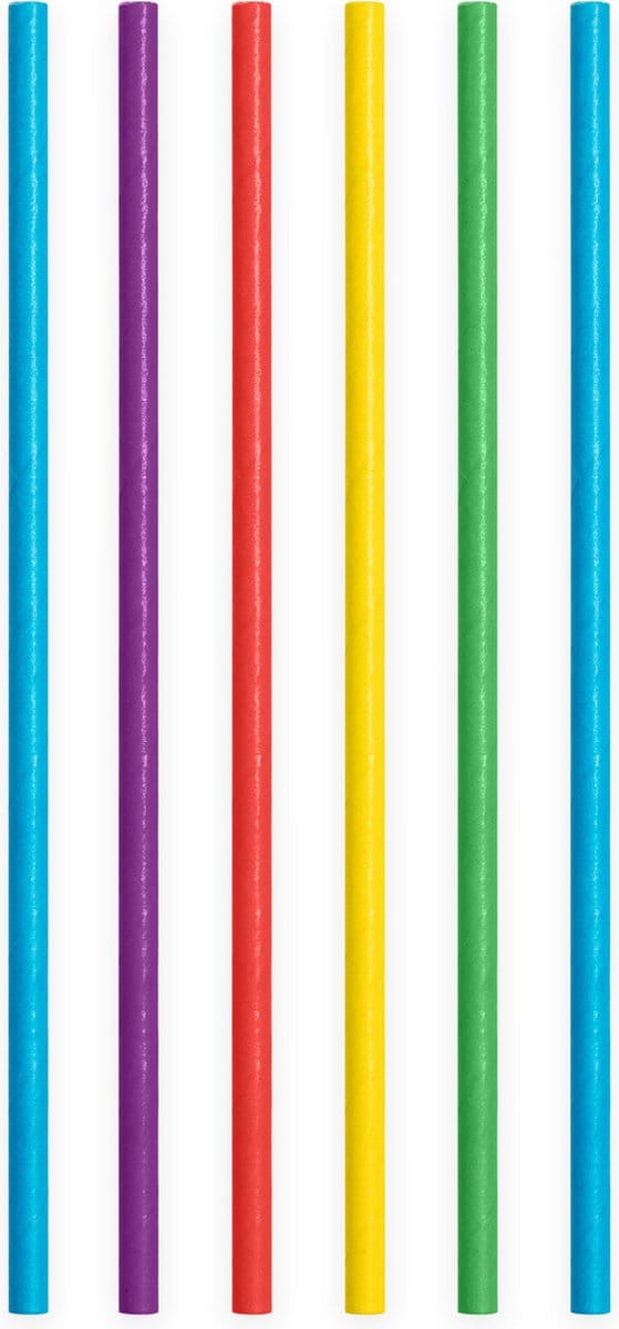20 Papieren rietjes Gemengd - 6mm x 197mm