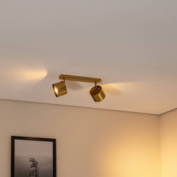 Argon Plafondspot Chloe verstelbaar, 2-lamps, staal messingkleurig