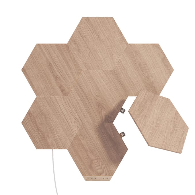 Nanoleaf Elements Hexagons Starter Kit - Slimme Verlichting - 7 LED Panelen - Houteffect - Google