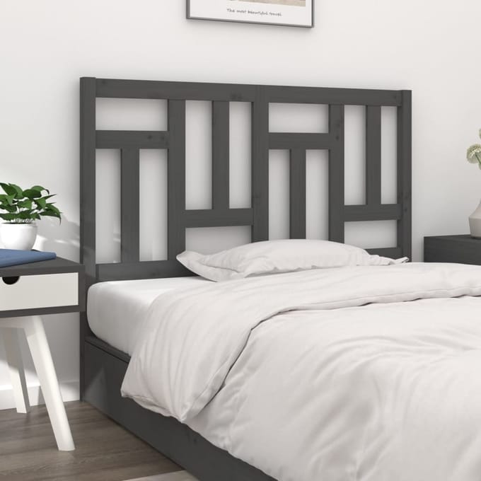 vidaXL - Hoofdbord - 125,5x4x100 - cm - massief - grenenhout - grijs