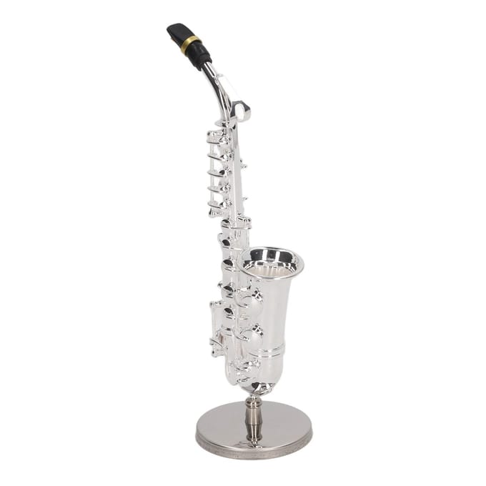 Altsaxofoon Ornamenten Mini Sax Decoratie Muziekinstrument Model Cadeau met Doos Basis 14cm white