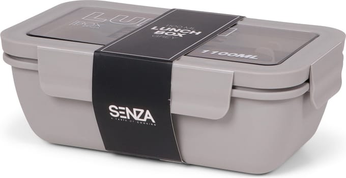 SENZA Lunchbox met bestek - 2 vakken - 1100 ml - Grijs