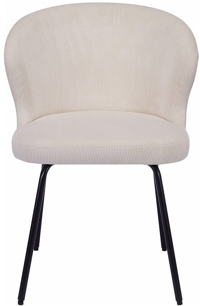 Vente-unique Set van 2 stoelen van ribfluweel en zwart metaal - Crèmewit - RELIOZA