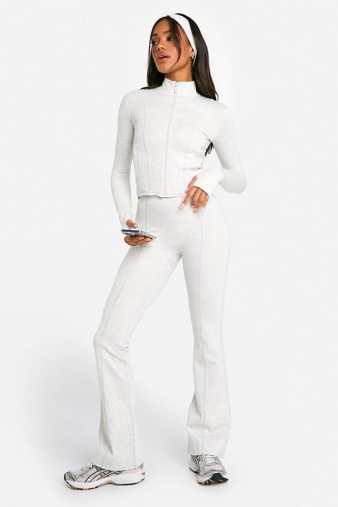 boohoo Dames DSGN Studio Supersoft Sculpt Zip Through Jacket | Ash Grey | Maat: Small