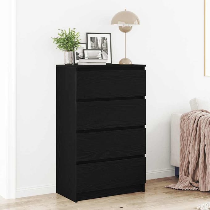 vidaXL - Dressoir - 60x35x98,5 - cm - spaanplaat - zwart - eikenkleurig