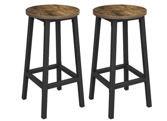 MIRA Home - Barkrukken - Set van 2 - Industrieel - MDF/Metaal - Bruin - 32x65