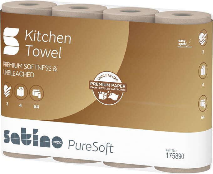 SatinobyWepa - PureSoft - Keukenrollen - 8 x 4 rollen - 3 laags - Ecolabel