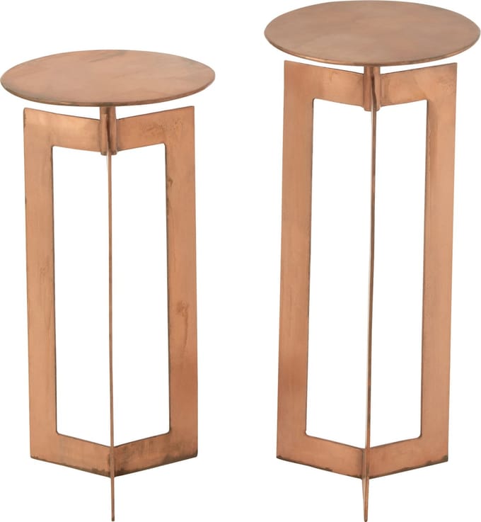 J-Line bijzettafel Zino Hoog - ijzer - koper - set van 2