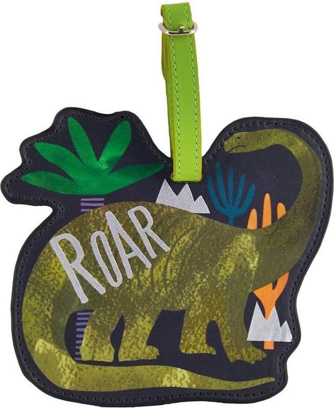 Floss & Rock Bagage Label Dinosaurus - 13.5 x 12 cm - Met Naamkaartje